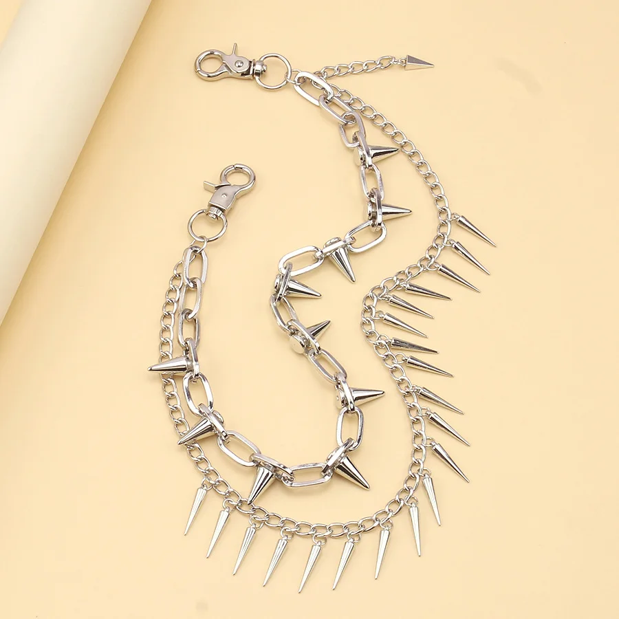 piece of hip-hop punk exaggerated style double-layer willow nail alloy pants chain suitable for pairing with party jeans