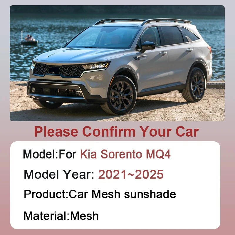 Car Mesh Sunshade For Kia Sorento Accessories MQ4 MK4 2021 2022 2023 2024 2025 Window Magnetic Visor Sunshades Curtain Stickers