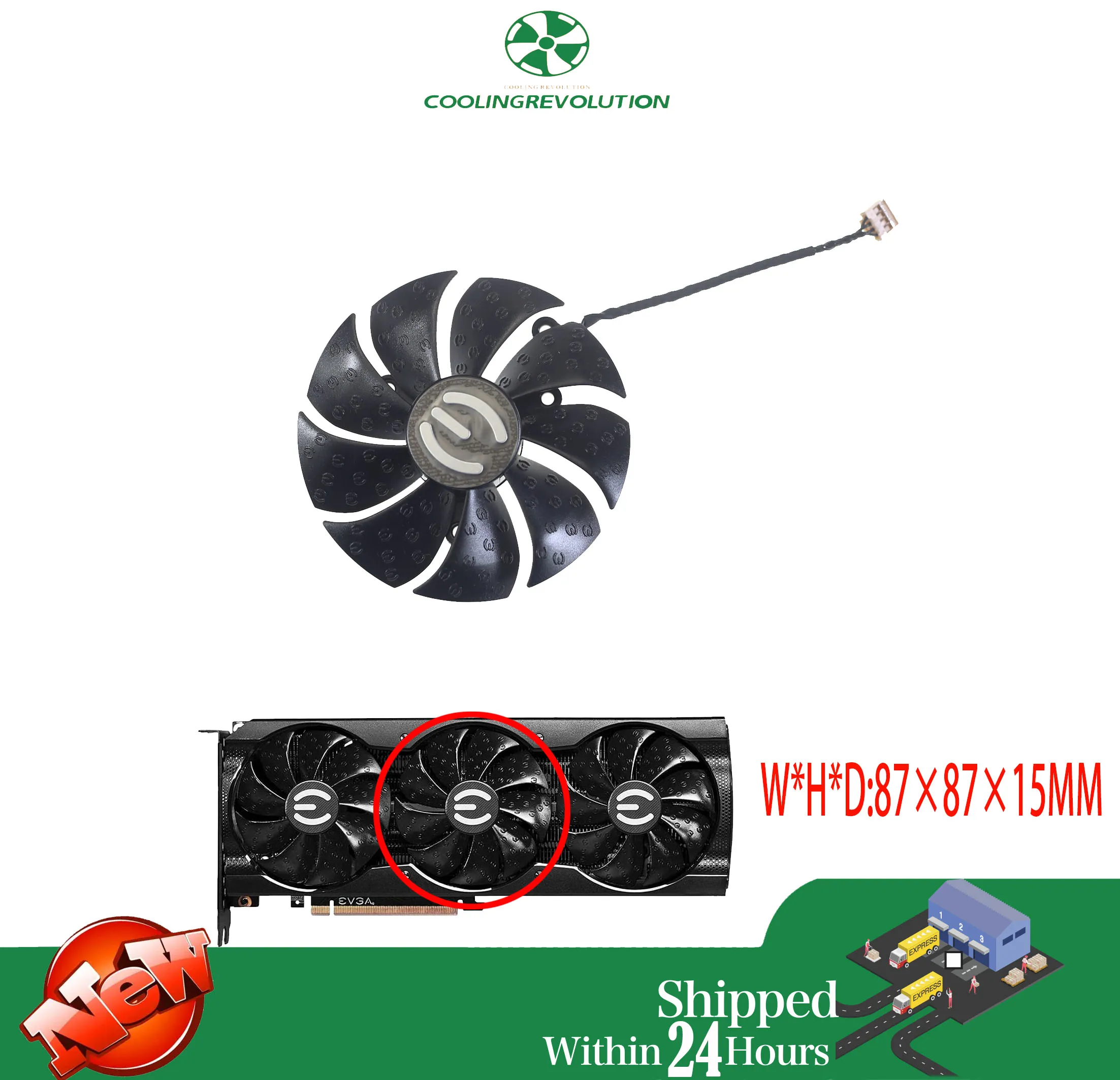 Wentylator karty graficznej 87mm T129215SU PLA09215S12H 12V 0.55A 4Pin do EVGA RTX 3070 3080 3090 XC3 BLACK GAMING — zdjęcie produktu 4