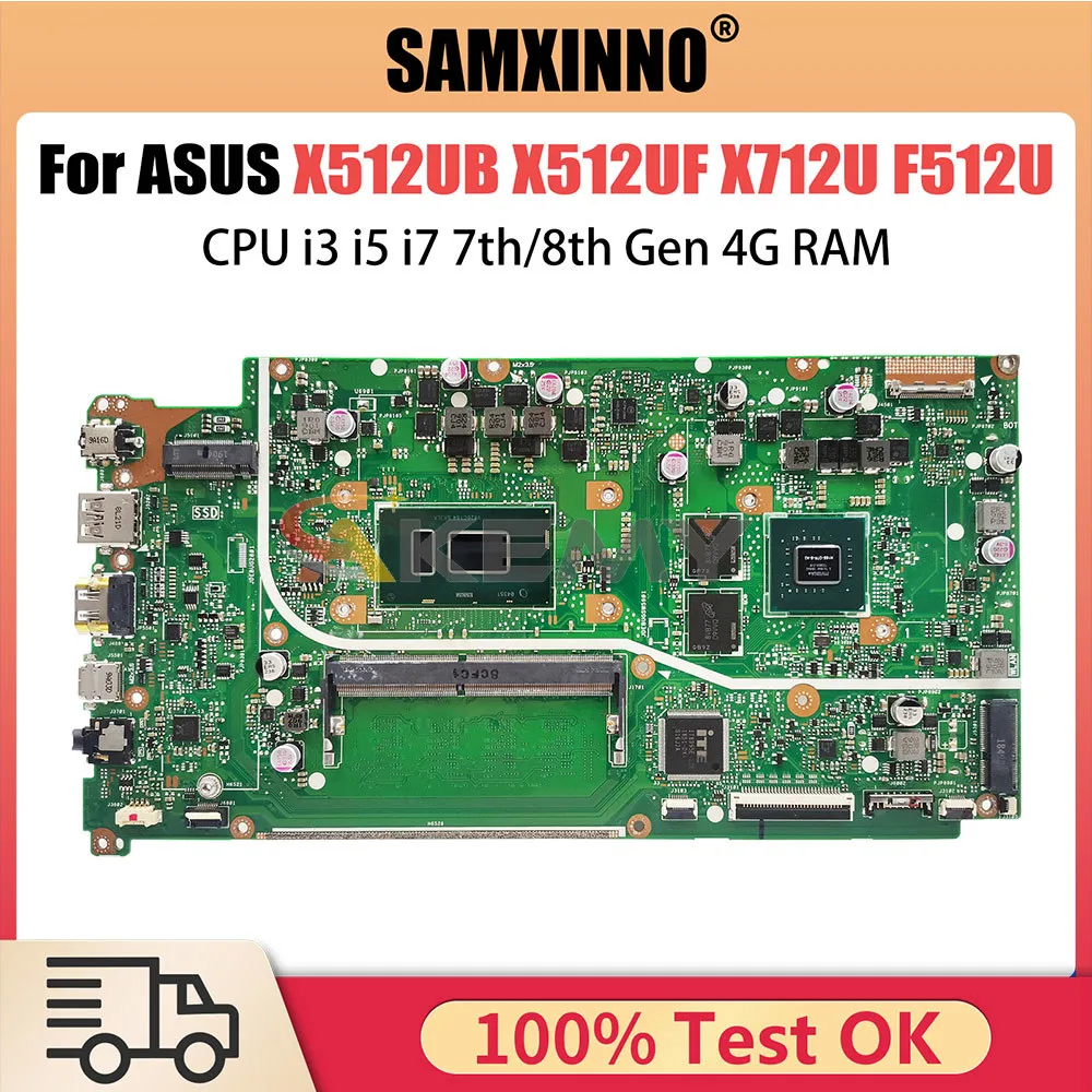 

V5000UA Notebook Mainboard For ASUS X512UB X512UF F512U A512U X712U Y5100U Laptop Motherboard i3 i5 CPU 4GB RAM