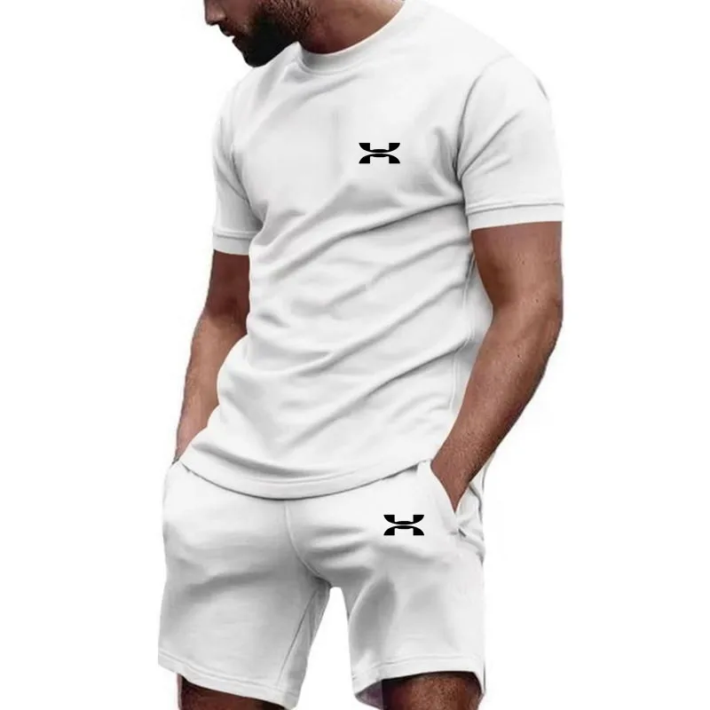 2024 new men's sportswear short sleeved T-shirt and sports shorts summer casual jogging pants set men's two-piece set