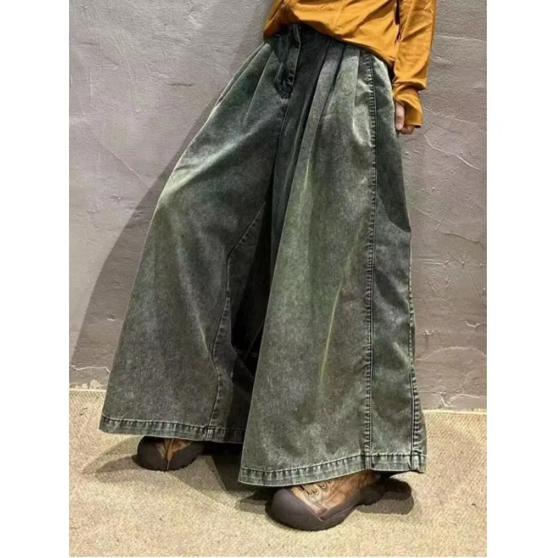 

2024 Spring Summer New Small Popular Design Feel Literary Wide Leg Jeans Women Show Height Slim Loose Pants LX924