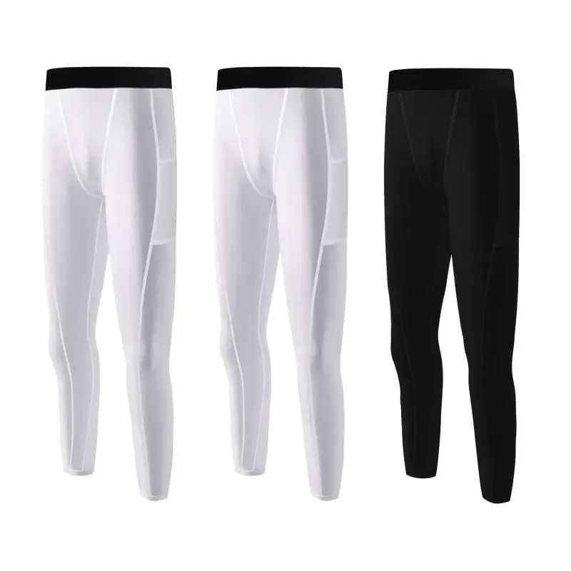 Kids Boys Compression Leggings Elastic Sports Running Tights Teen Breathable Base Layer Fitness Workout Training Pants