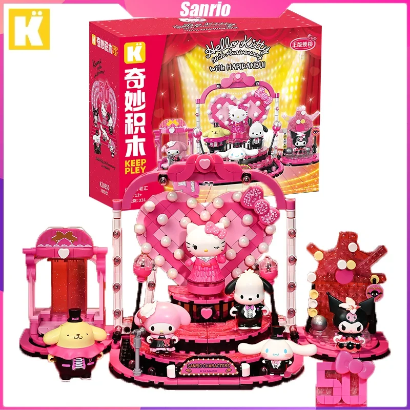 

Keeppley Sanrio Building Blocks Kitty Shining Broadway Desktop Decoration Puzzle Assembling Model Toys Birthday Gifts for Girls