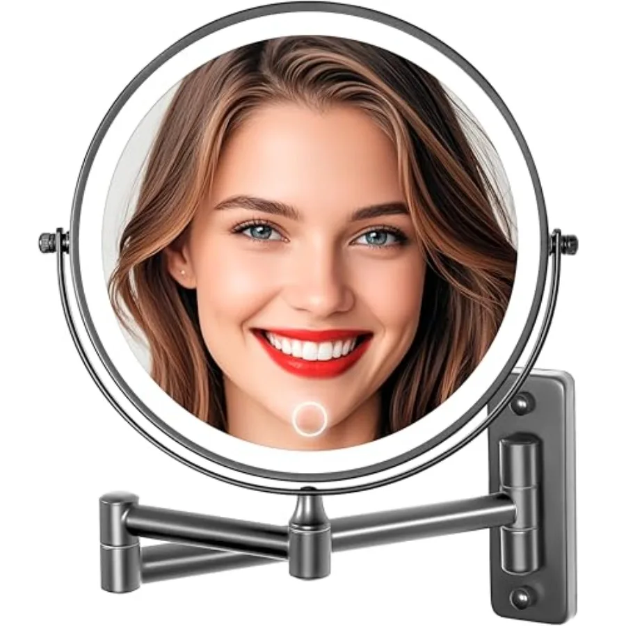 

Magnifying Mirror with Lights 1X/20X, 9" Double Sided 5000mAh Rechargeable Wall Mounted Lighted Makeup Mirror, 3 Color LED Ligh