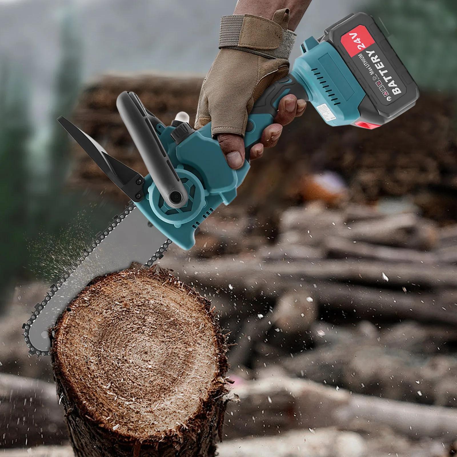 8-INCH RECHARGEABLE LITHIUM ELECTRIC SAW SET MINI CHAINSAW PORTABLE ONE-HANDED CHAIN SAW