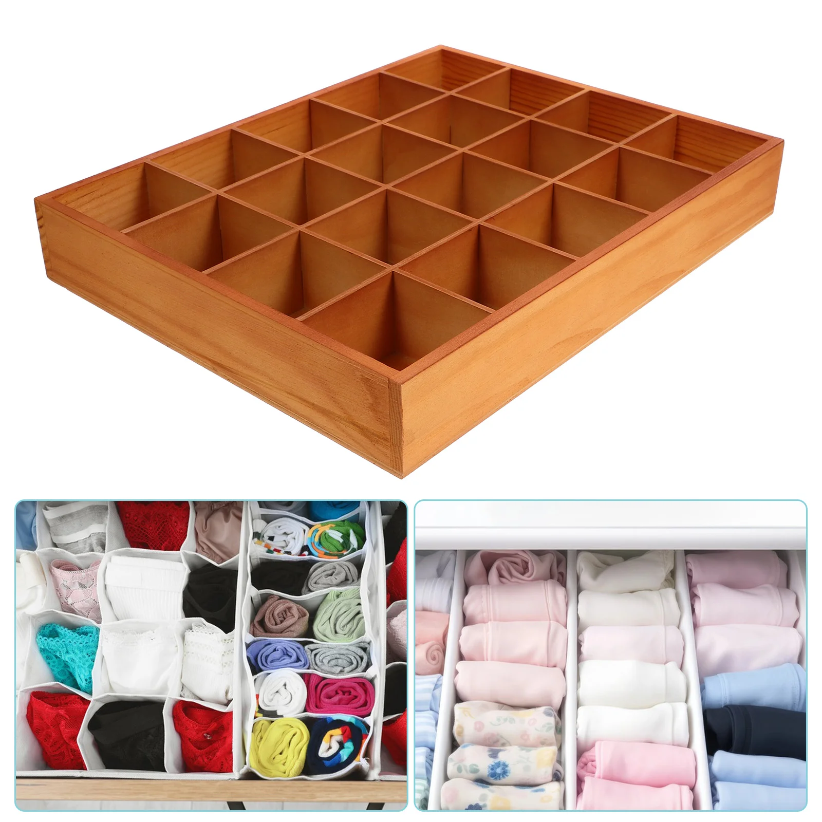 

Drawer Storage Box Bathroom Socks Tray Display Necklace Desktop Organizing Wooden