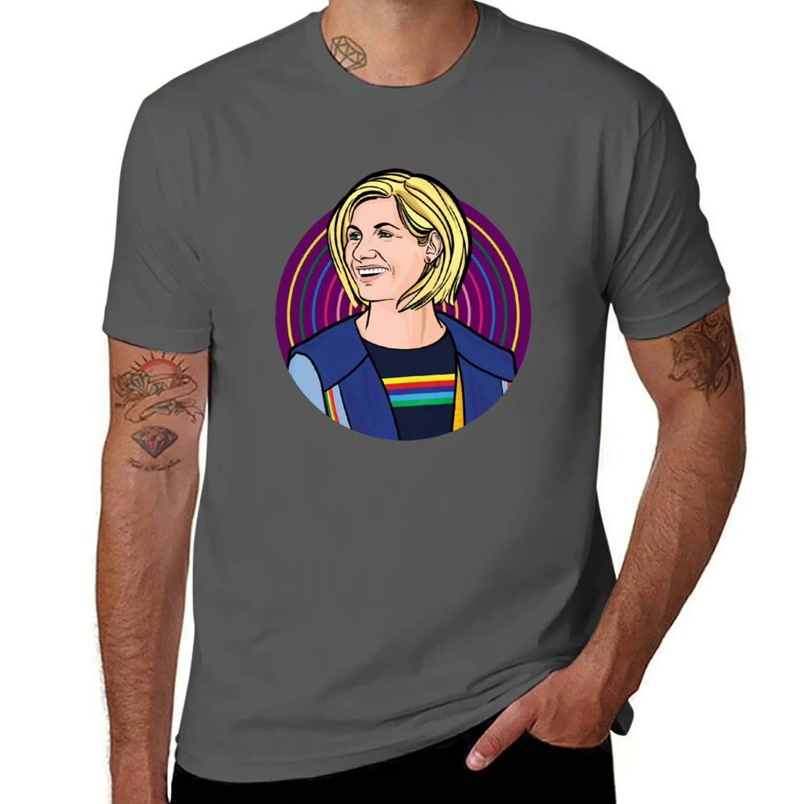 

Jodie Whittaker rainbow retro illustration T-Shirt funny t shirts dark humor t shirts for man slim fit T-Shirt
