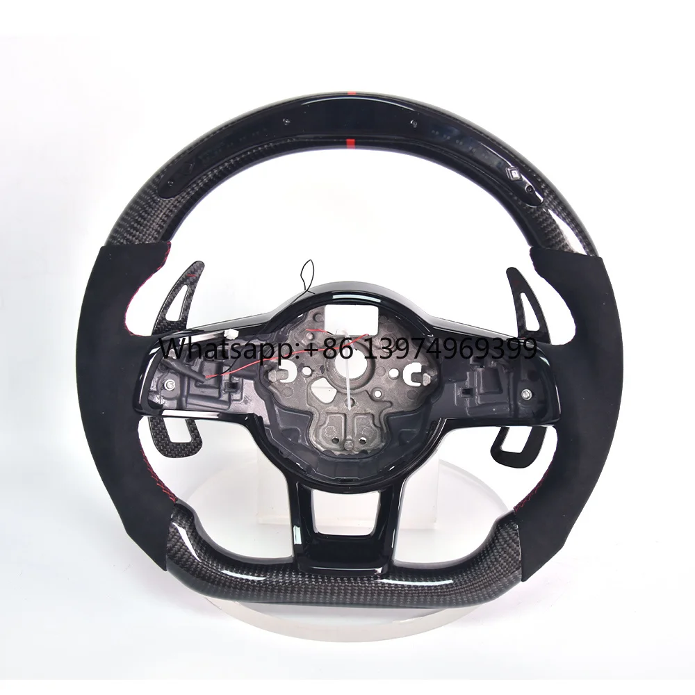 Suitable for Volkswagen MK7 Modified Carbon Fiber Steering Wheel Assembly Suede Perforated Leather Customized Upgrade