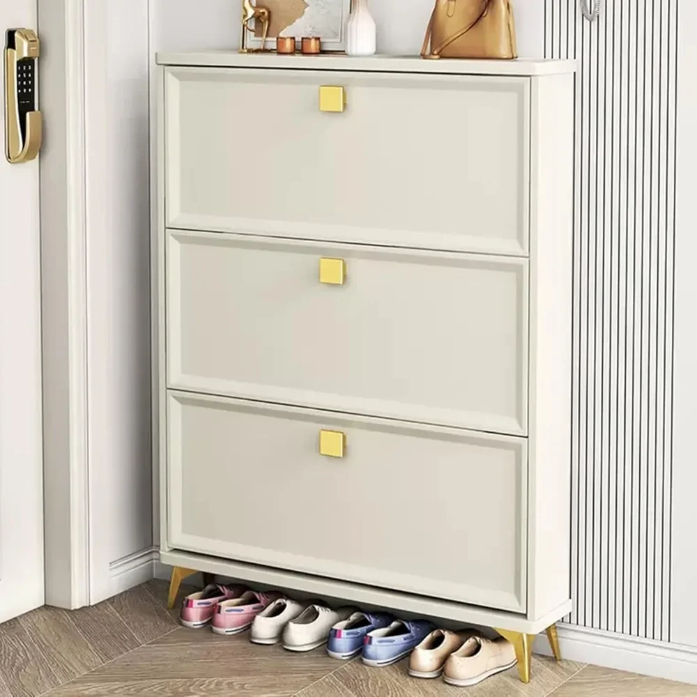 

Slim Shoe Rack| With 3 Flip Drawers And Adjustable Shelves|Shoe Stand Holds 30-40 Pairs of Shoes(Size :70X17X120cm）