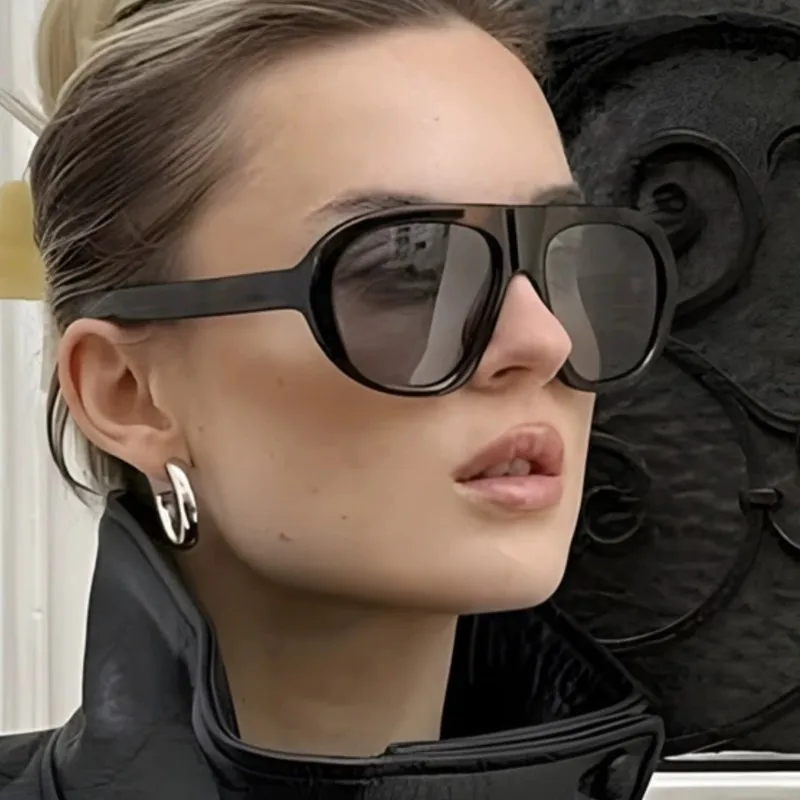 Ins Popular Pilot Sunglasses Women Fashion Design Sunglass Men Tea Blue Shades UV400 Retro Oversize Trending Sun Glasses Woman