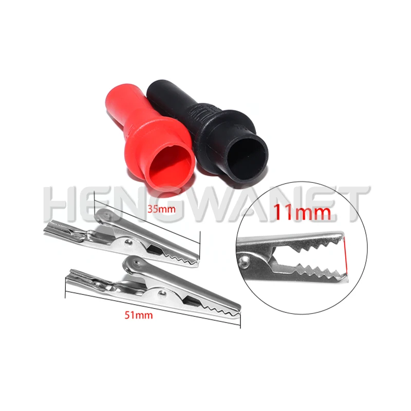 2pcs Alligator Clips Test Clip Clamp Set Red Black Wire Tips 10A 1000V Multimeter Tester Probes for AC DC Power Measurement
