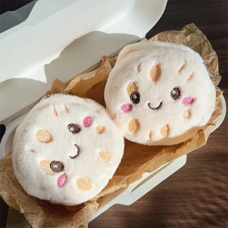 1/2 pçs dos desenhos animados raiz de lótus pelúcia moeda bolsa pingente fone de ouvido batons saco armazenamento versátil chaveiro mochila pendurado decoração