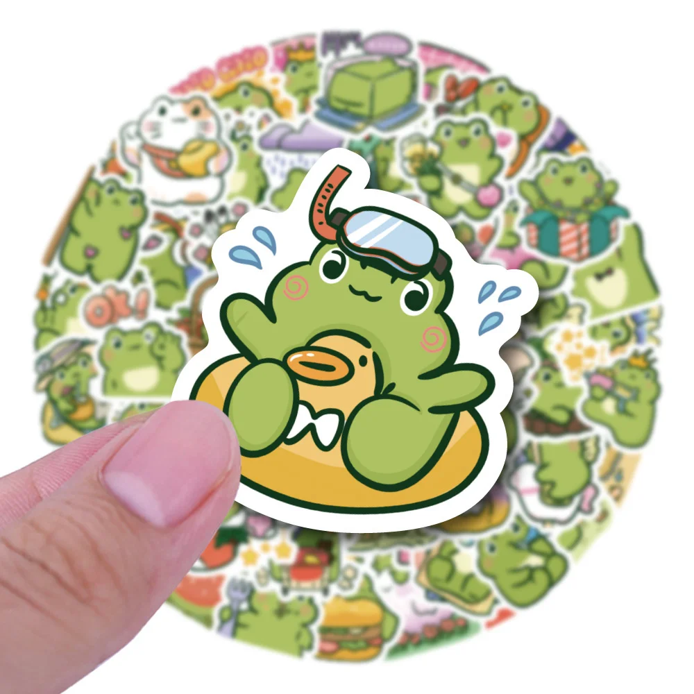 10/30/50PCS Cartoon Cute Frog Trend Graffiti Waterproof Sticker Toy Decoration Notebook Gift Gift iPad GuitarPVCStickerWholesale