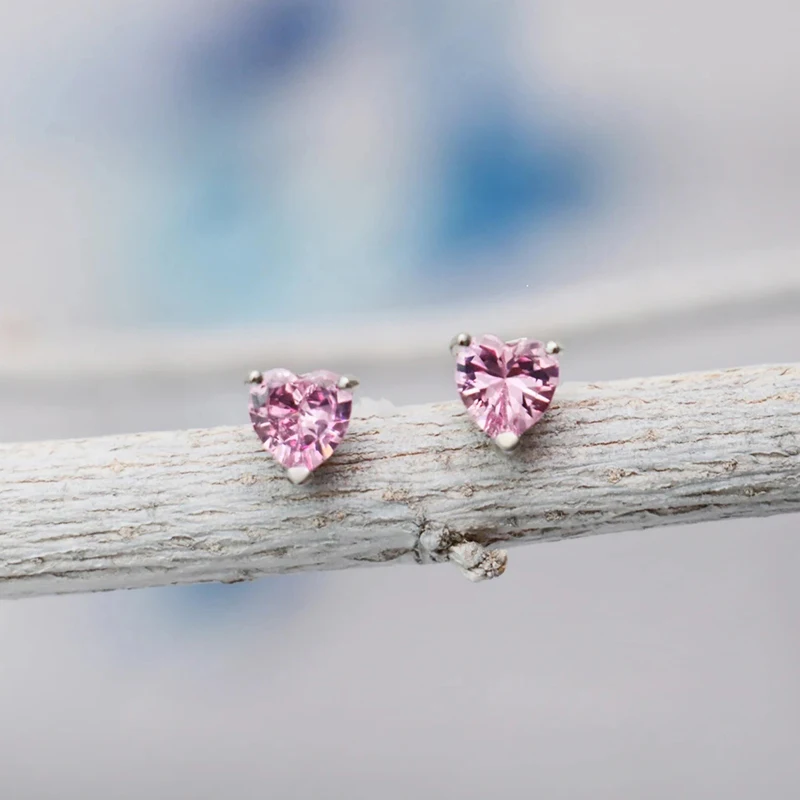 925 Sterling Silver Needle Sweet Cute Pink Zircon Hoop Earrings dla kobiet Wykwintne kolczyki wisiorek w kształcie serca Luksusowy prezent jubilerski — zdjęcie 6