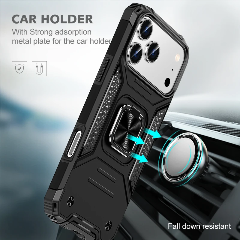 Funda de moda con soporte de anillo y soporte para Iphone 17 Pro Max 17 Air Iphone17, funda para teléfono móvil de doble capa para iphone 17