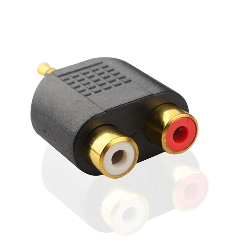 Adattatore da 3.5mm Stereo a 2-RCA maschio a femmina rosso + bianco placcato in oro adattatore Splitter Audio doppio adattatore Jack RCA per TV