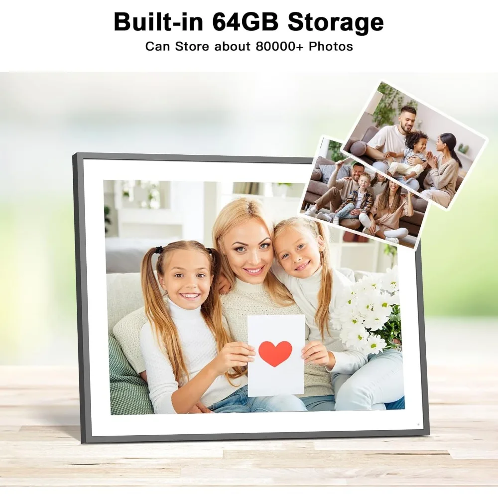 19-inch Smart Digital Picture Frame, Dual-WiFi Large Digital Frame, 64GB, Wall Mountable, Sharing Photos Videos Via App Email