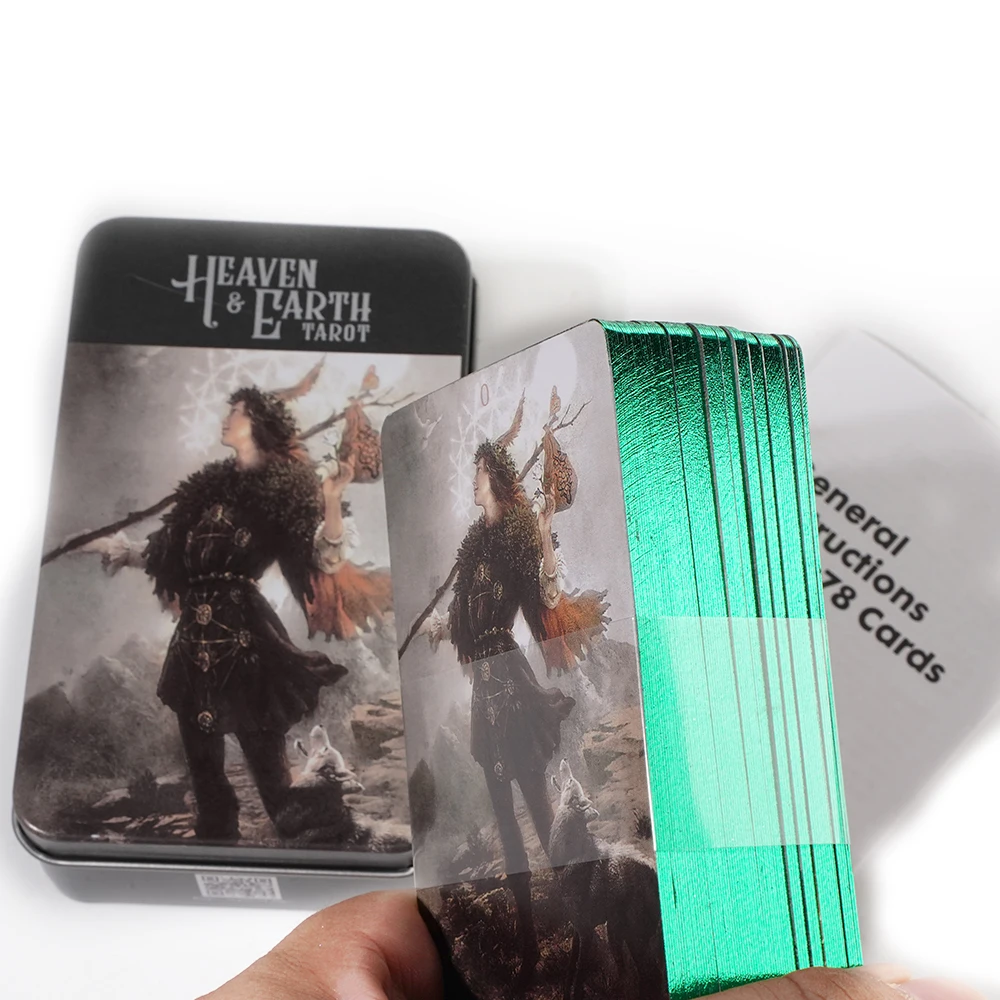 Heaven & Earth Tarot in a Tin Metal Box High Quality 78 Cards Gilded Edge with Paper Guidebook Based on the classic Rider Tarot