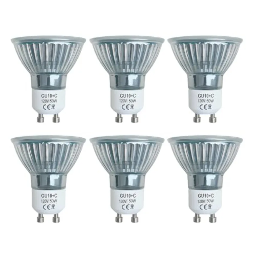 

GU10 Halogen Bulb for Candle Warmer Lamp Replacement 50W 120V 110V, GU10+C 2 Pin Halogen Light Bulbs with Glass Cover Dimmable