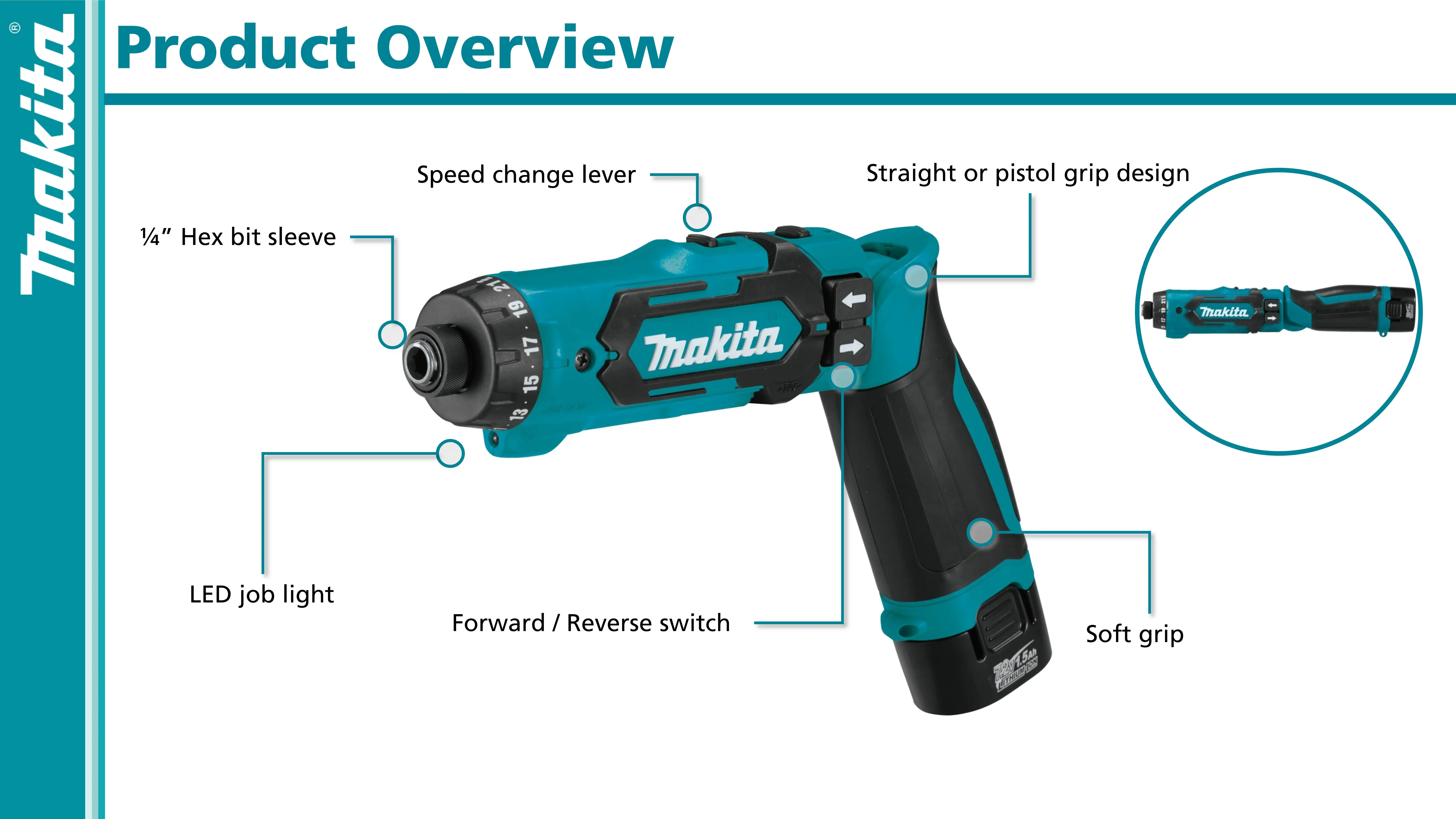 Makita DF012DSE Kit Cordless Compact Driver Pencil Electric Screwdriver 7.2V Lithium Power Tools Drill With Battery Charger