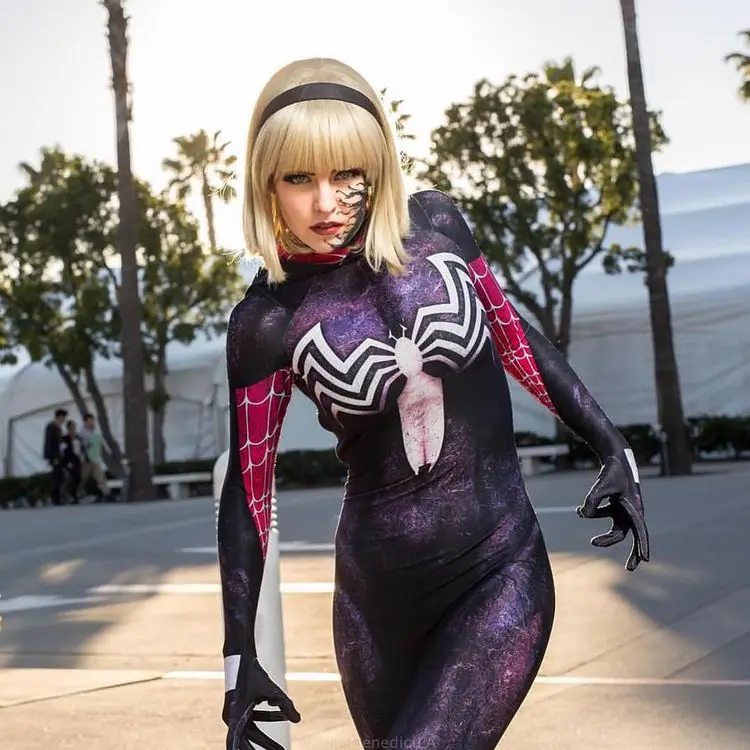 

Halloween Adults Kids Spiderman Venom Gwen Cosplay Costume Superhero Zentai Suit Female Girls Woman Full Bodysuit