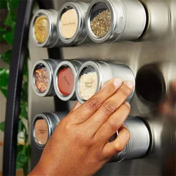 Magnetic Spice Jars Set  Stainless Steel Salt and Pepper Spray Shakers Spice Rack Seasoning Box  Condiment Container