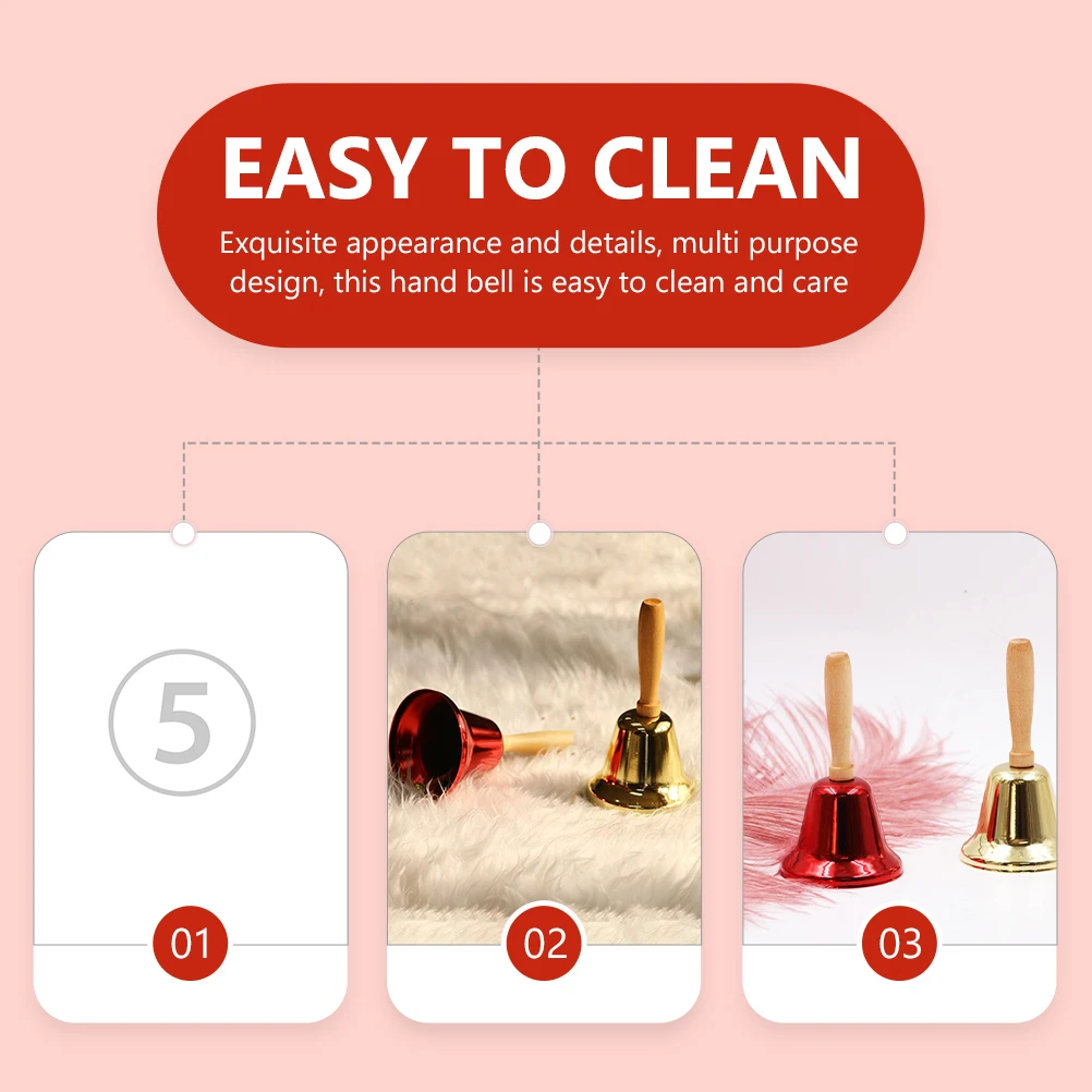 

2pcs Hand Decorative Wooden Handle For Hotel Office Restaurant Service Desk Simple Manual Call Bell Multipurpose Desktop Bell