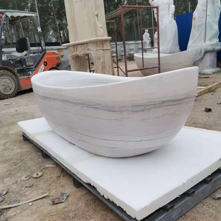 

Hand Carved Modern Design Customized Size Comfortable Artificial Stone Bathtub for Adult