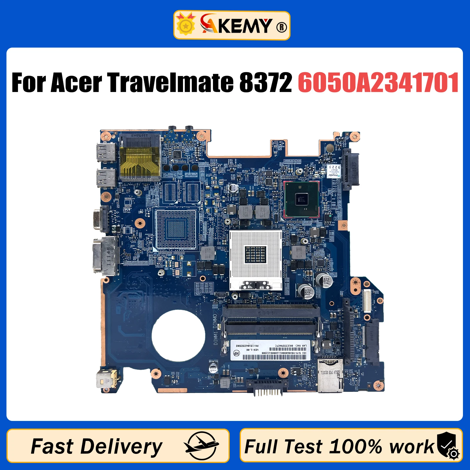 

Материнская плата AKEMY для ноутбука ACER Travelmate 8372, материнская плата HM55 6050A2341701 MBV060B001 100%, протестирована, полностью работает