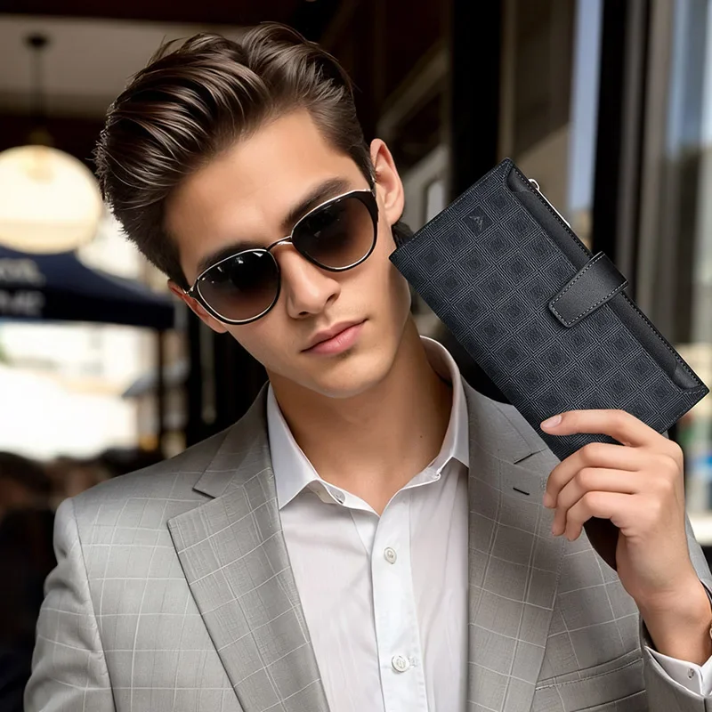 Men's wallet 2024 new wallet Genuine long fashion light luxury brand wallet holding bag simple large capacity multi-card