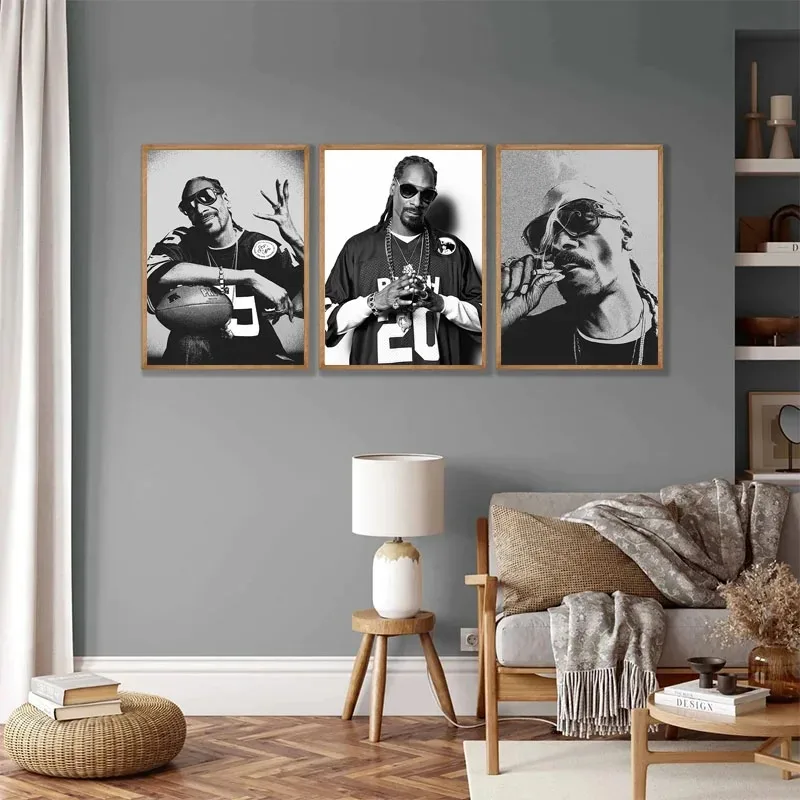 Gangster Rap Music Singer Canvas Painting Snoop Dogg Hip Hop Rapper Poster Black and White Wall Art Print Pictures Home Decor