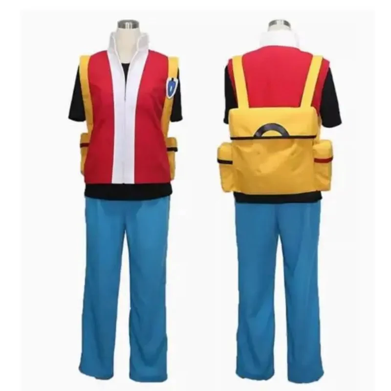 

didi 211Trainer Ash Katchum Aed Red Cosplay Costume with bag and hat custom any size