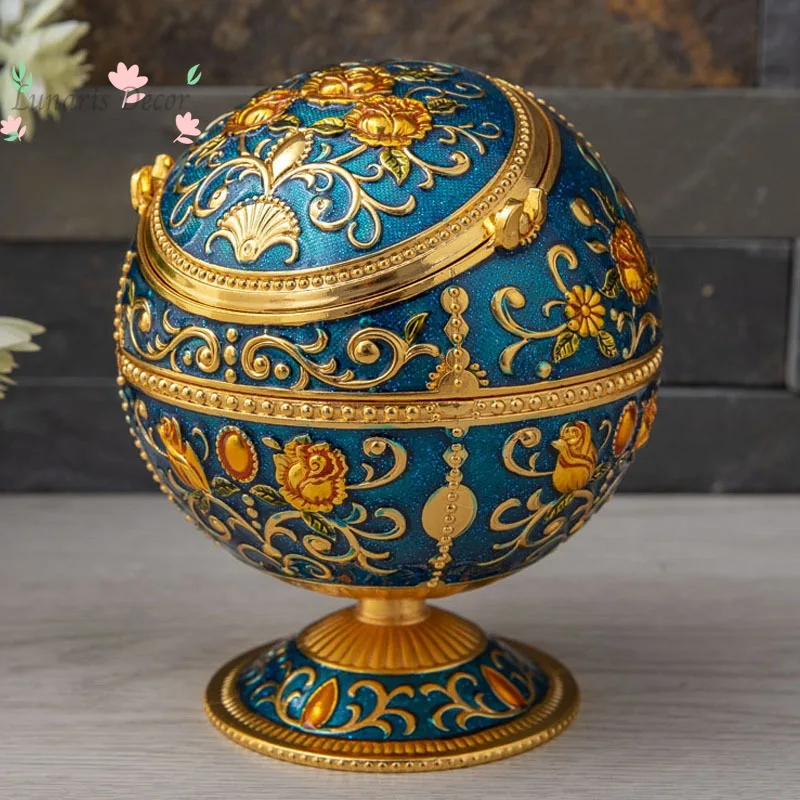 Anti-fly ash and windproof ashtray stylish spherical ashtray with cover metal for home ashtray