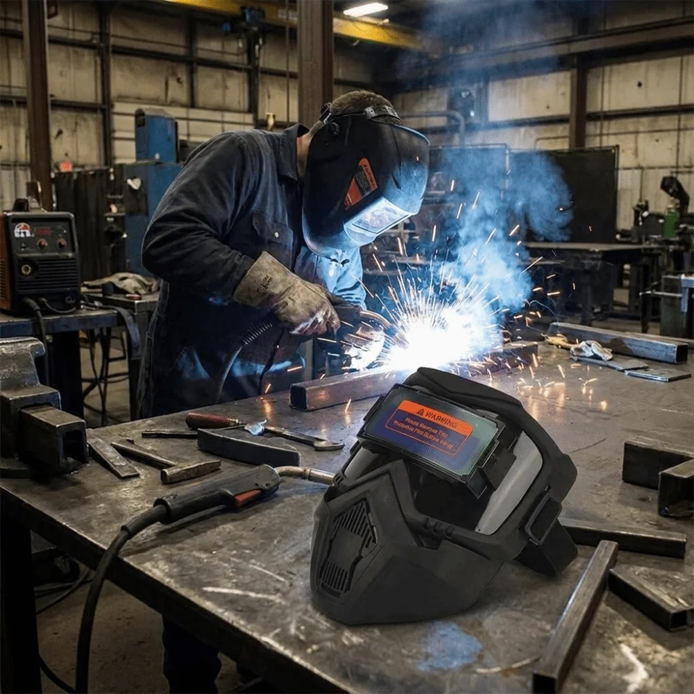 Face Protector Auto Darkening Welding Helmet Detachable Head-mounted Welder Mask Antiglare Impact Resistant Welding Face Shield