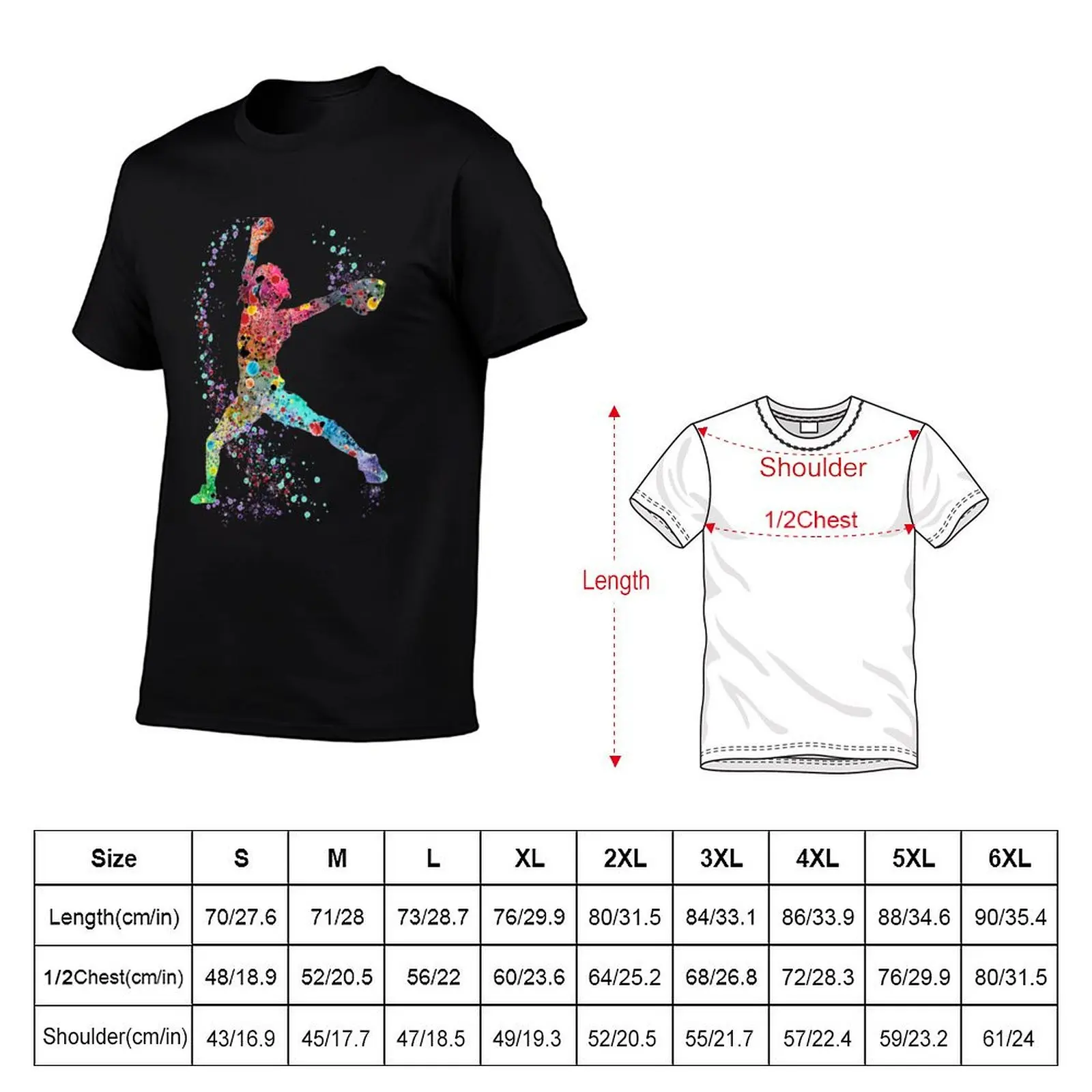 Girl Baseball Softball Pitcher Watercolor Painting Art Print T-Shirt korean fashion summer tops mens champion t shirts