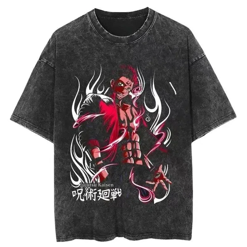 

Vintage Anime Jujutsu Kaisen Gojo Satoru T Shirts Washed Men Women Cotton Harajuku Oversized Loose Casual Tops Tees Streetwear