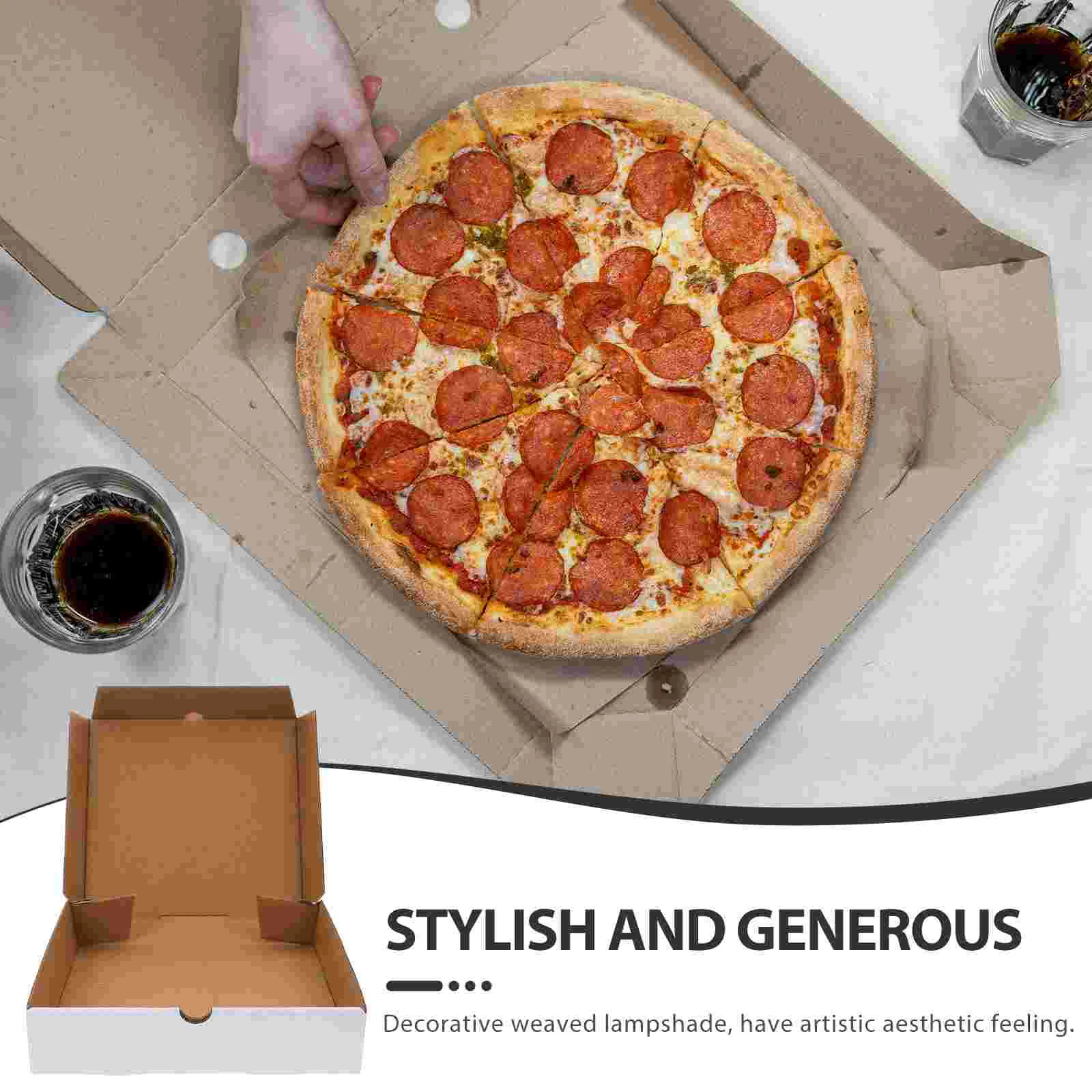 Pizza Box Cardboard Boxes with Lids Takeout White Corrugated Kraft Shipping Takeaway Packaging