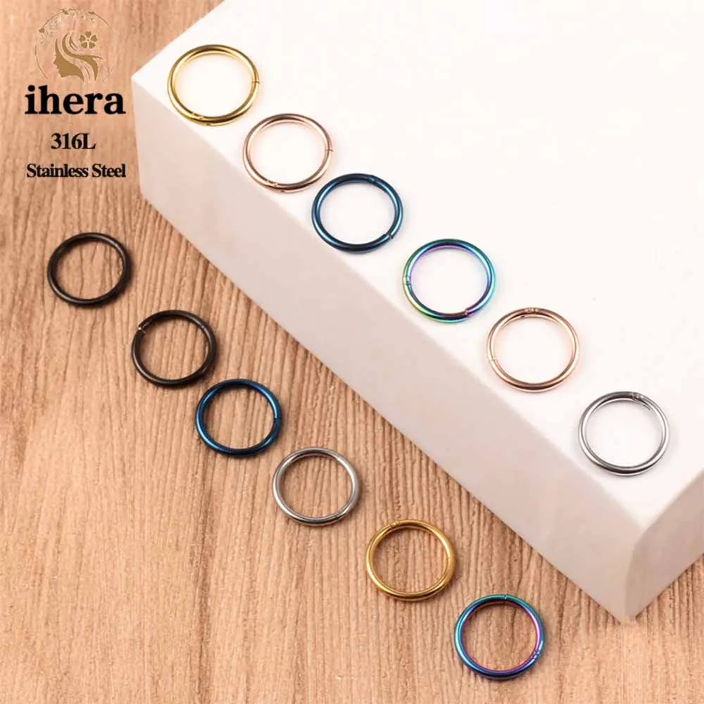 1/10 Stück Edelstahl Septum Clicker Klappbare Segment-Ringe Runde Nasenringe Ohrknorpel Helix Ohrringe Körperschmuck – Detail 5