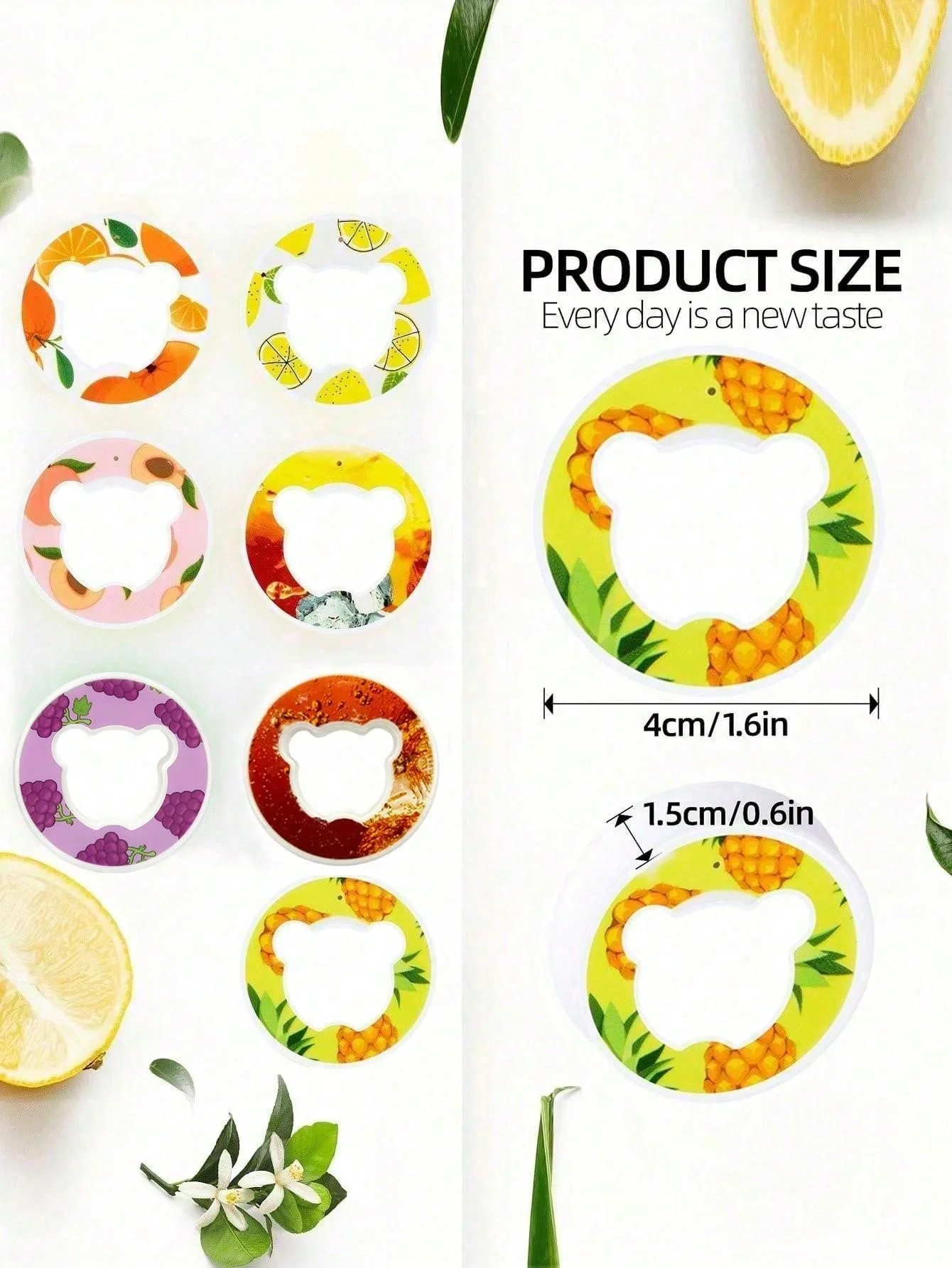 1 قطعة حلقات نكهة الفاكهة متعددة النكهات لأكواب المياه ، حلقات نكهة على شكل الدب الصغير لأكواب المياه حلقات نكهة أداة الشرب