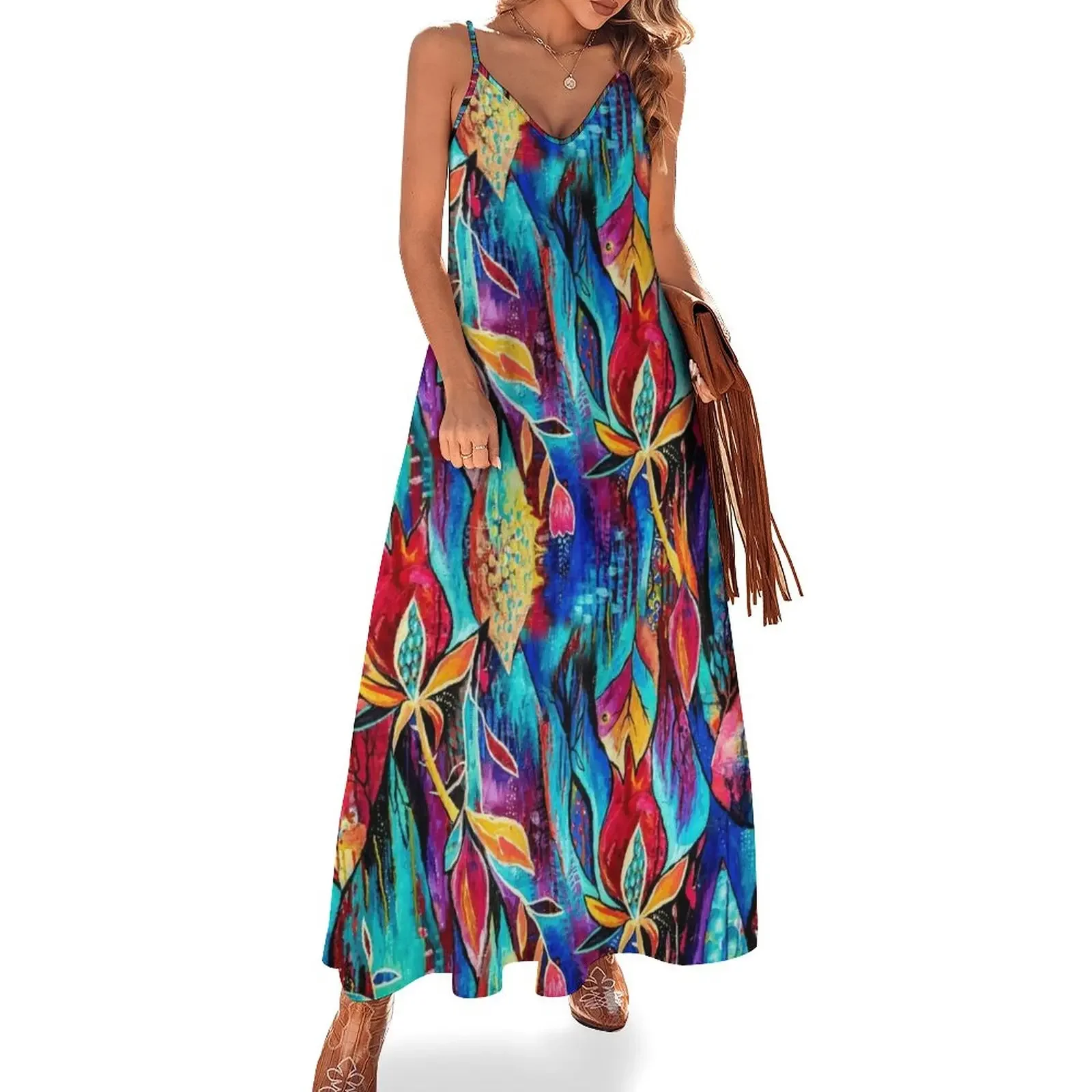 

Pomegranate nights Art Sleeveless Dress Summer women's clothing prom dresses 2024 dress for women summer