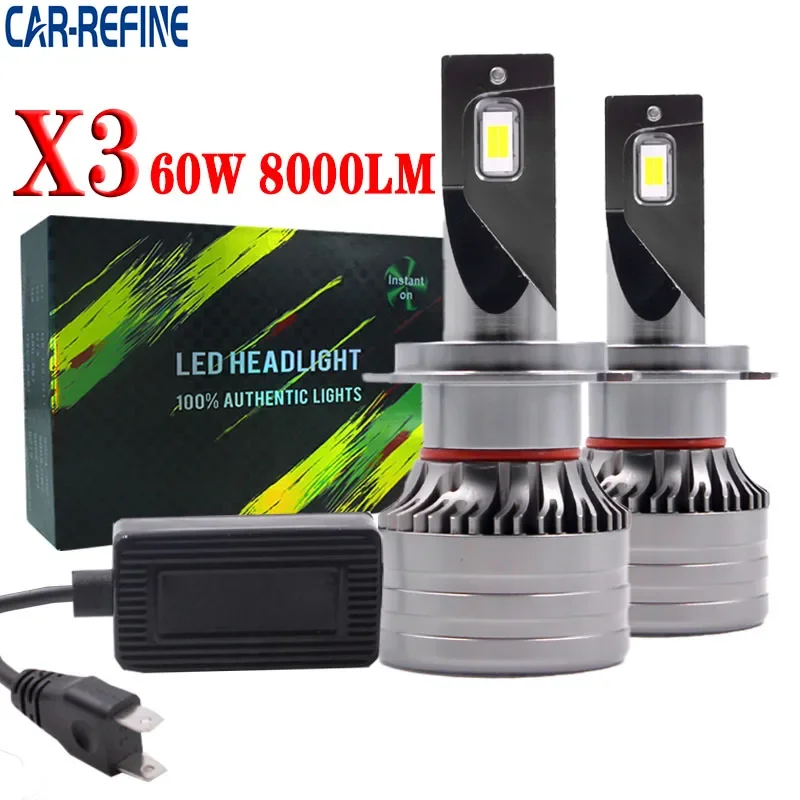 

2pcs 60W 8000Lm f5 x3 H7 Led Headlight Bulb Canbus 6000k H1 H4 H11 H7 9005 9006 9012 Car Led Headlight Light k5c c6 led for KIA