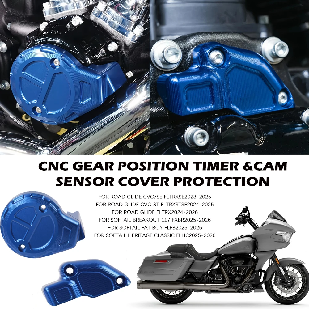 New CNC Gear Position Timer &Cam Sensor Cover Protection For Harley 2023-up Road/Street Glide 121CVO 121ST FLTRXSE 2024-up