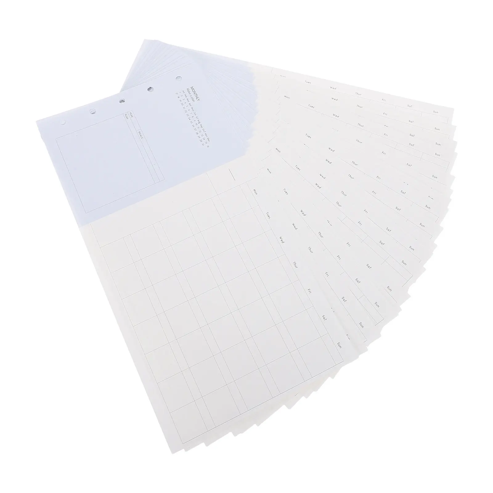 80Sheets Monthly Planner Refills M5 Undated Inserts for 5 Ring Binder 8.07x4.13 Monthly Calendar Goal Setting Task Tracking