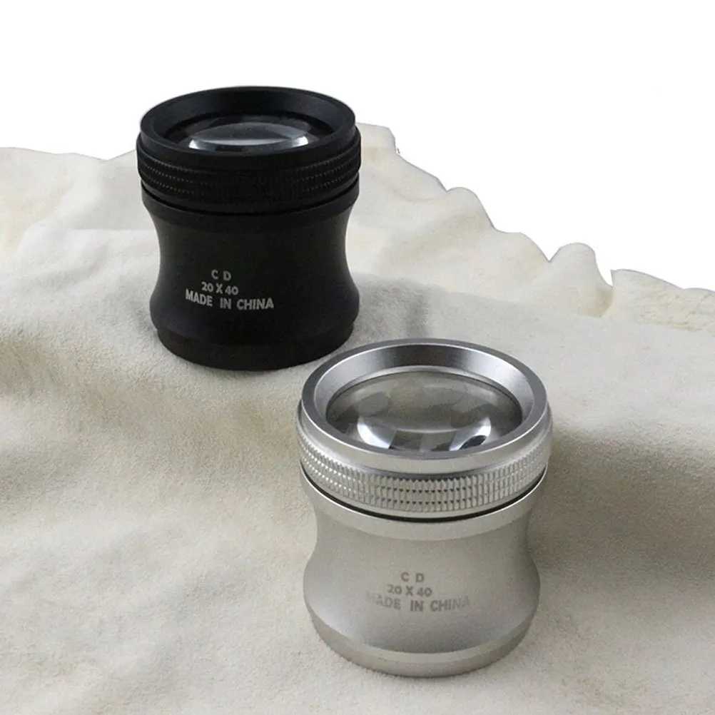 

2Pcs 20x Handheld Magnifying Glass Practical Long Lasting Use Circuit Board Silver Black Jewelry Magnifying Glass
