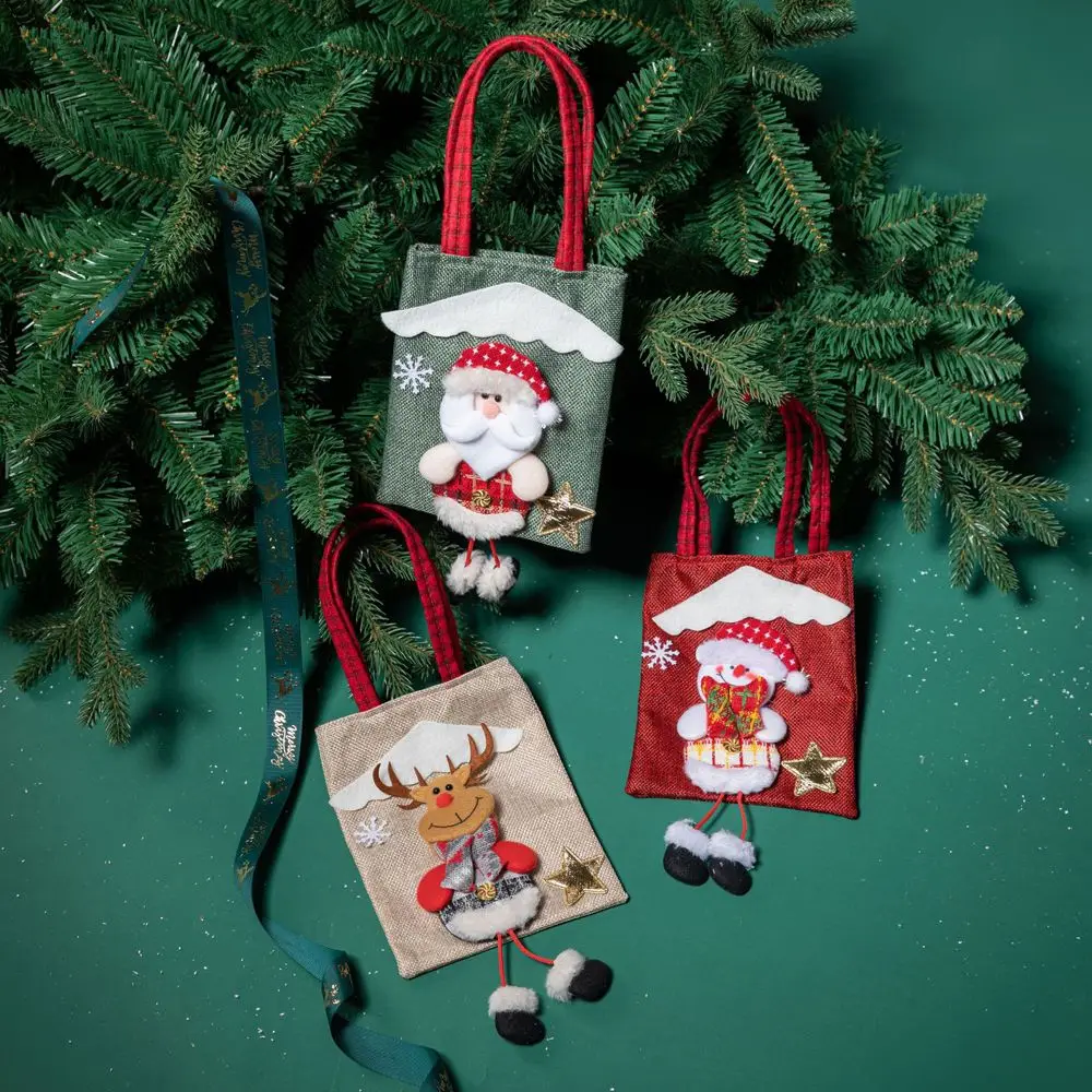 Party Festival Props Christmas Decoration Ornament For Children Kids Candy Bags Christmas Present Bag Tote Bag Gift Pouch