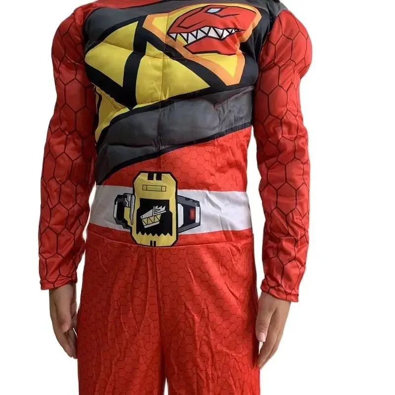 Kids Superhero Suits Birthday Party Gift Dinosaur Team Cosplay Halloween Costume Red Power Dino Charge Ranger Muscle Jumpsuits