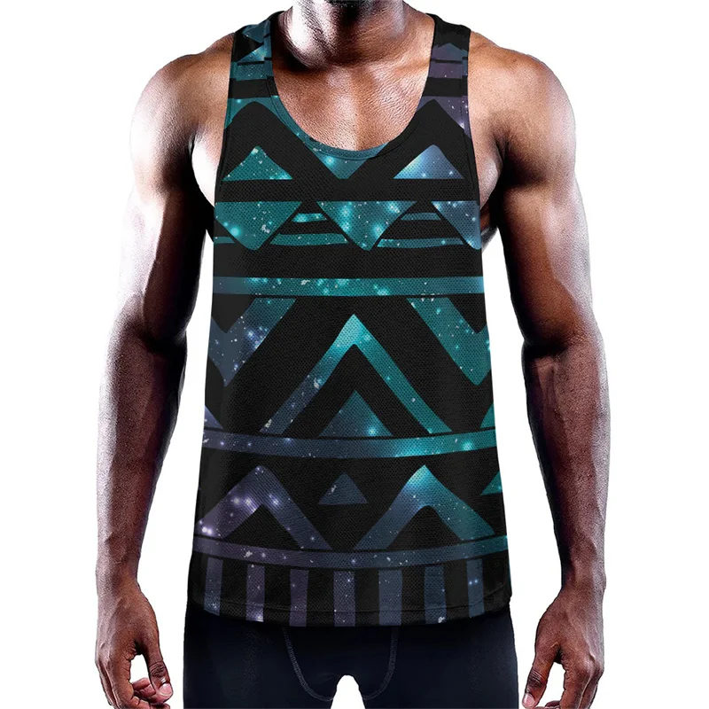 Harajuku 3D Tribal Aztec Trippy Styles Print Tank Top Kid Cool Streetwear Short Sleeveless Men Fashion Gym Sports Tank Tops Vest