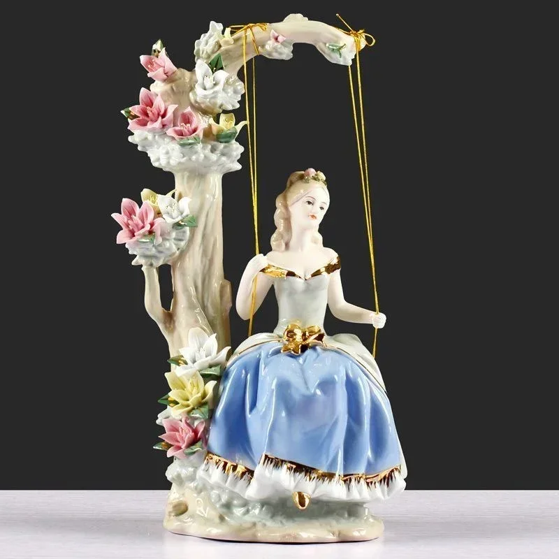 Retro Lady Cello Player Porcelain Figurine Ceramic Music Character Statuette Artwork Gift Craft Ornament for Home Furnishing