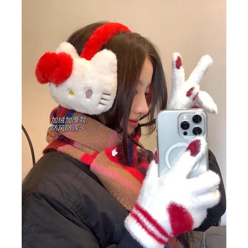 

Sanrio Hello Kitty Soft Plush Warmer Earmuff Pink Kt Cat Cute Earflap Winter Outdoor Cold Protection Ear-Muffs Ear Cover Gifts